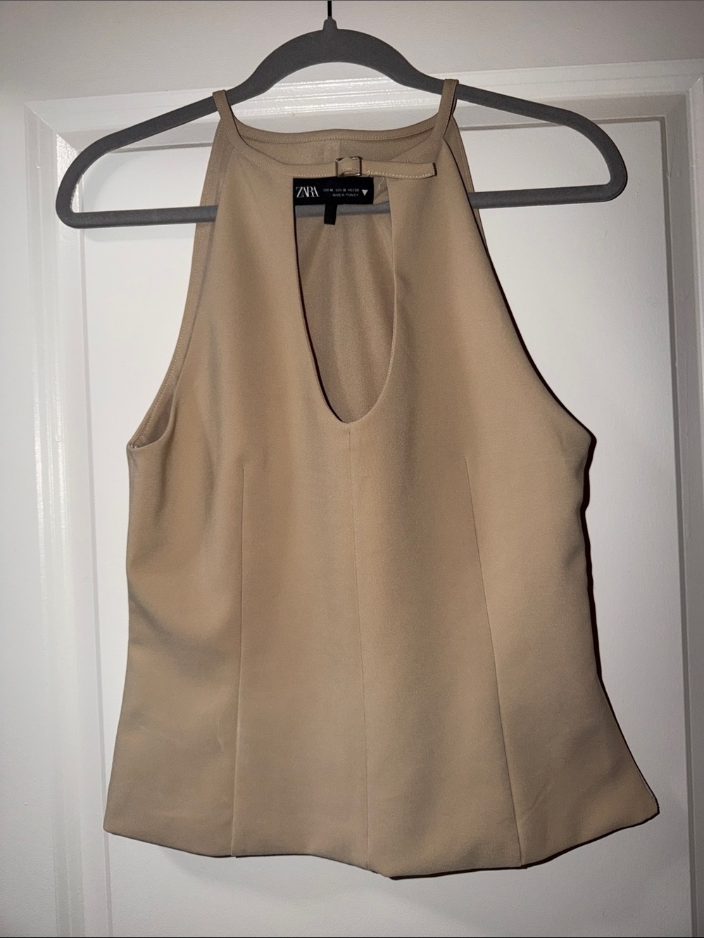 Zara Neutral Beige Halter Top Medium